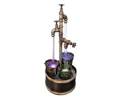 Dehner Gartenbrunnen Magic mit LED Beleuchtung, Ø 37.5 cm, Höhe 94 cm, Metall, grau/braun