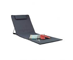 Relaxdays Strandmatte, gepolsterte Sonnenliege mit Kopfkissen, verstellbare inkl. Tragetasche Strandliege Deluxe XXL, Anthrazit, 44x41x25 cm