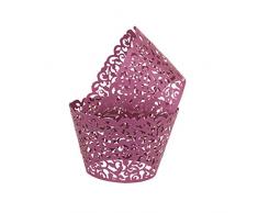DriewWedding Vine Design Hohl Artistic Backen Kuchen Cupcake Wrappers Pappbecher Liner für Hochzeit Geburtstag Teeparty Babyparty Essen Dekoration violett