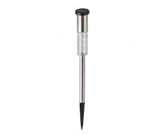 greemotion LED Solarleuchte in Silber, Gartenbeleuchtung mit Erdspieß, Beetbeleuchtung mit Ein- und Ausschalter, Außenleuchte mit Einschaltautomatik, Maße: ca. 5,6 x 5 x 44,5 cm