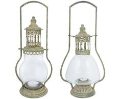Esschert Design Aged Metal Grün Laterne Sortiert aus veraltetem Metall und Glas, 18,3 x 14,7 x 46,0