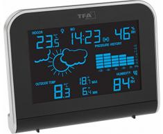 TFA Dostmann Sphere, 35.1148.01.IT Funk-Wetterstation mit Color Sharp Farbwechsel-Display mit Außensender, Schwarz, 15x6x12 cm