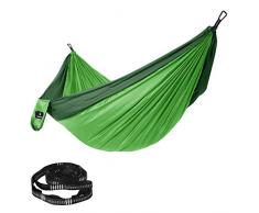SONGMICS Hängematte ultraleicht, für 2 Personen, aus Ripstop-Nylon, bis 300 kg belastbar, 300 x 200 cm, für Rucksackreisen, Camping, Wandern, hellgrün-dunkelgrün GDC20GN
