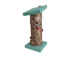 Dehner Natura Marienkäferhaus Ladybird, Ø 10 cm, Höhe 24 cm, Birkenholz, türkis/braun