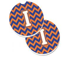 Caroline s Treasures Buchstabe I Chevron blau & orange # 3 Set von 2 Tasse Halterung Auto Untersetzer cj1060-icarc, 2,56, multicolor