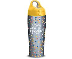 Tervis 1330755 Everything-Happy Dot Isolierbecher aus Edelstahl mit gelbem Deckel, 610 ml, silberfarben
