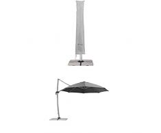 Schneider Schutzhülle für Ampelschirme, silbergrau, bis 400 cm Ø & 300x300 cm + Sonnenschirm Rhodos Rondo, anthrazit, 350 cm rund, Gestell Aluminium, Bespannung Polyester, 22.4 kg