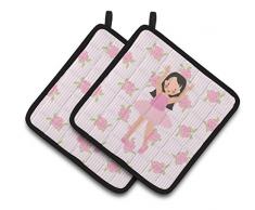 Caroline s Treasures Ballerina Lange Dunkle Haar Paar Topflappen, 7.5hx7.5 W, multicolor