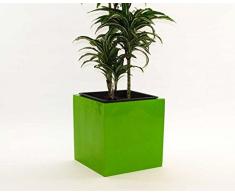 Pflanzkübel Blumenkübel Blumentopf Fiberglas Quadrat LxBxH 30x30x30cm hochglanz avocado grün.