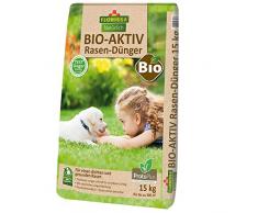 Florissa Natürlich 58796 Bio-AKTIV Rasendünger mit ProtoPlus, TEST-SIEGER mit Sofort- und Langzeitwirkung, Braun, 15 kg