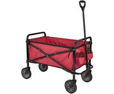 AmazonBasics Zusammenklappbarer Bollerwagen für den Garten, faltbar, mit Abdeckung, für den Außenbereich, Rot