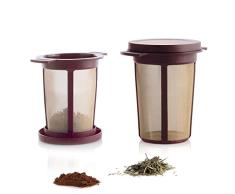 Finum BREWING BASKET Dauerfilter für Tee und Kaffee - Permanentfilter mit Gewebe aus Edelstahl - Teefilter und Kaffeefilter - Tassen Filteraufsatz Größe L, Rot
