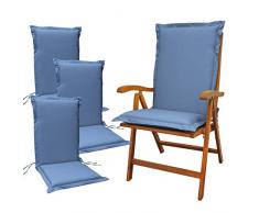 Indoba 4 x Sitzauflage Hochlehner Premium Polsterauflage, Blau