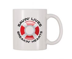 4 alle mal Savin Leben BREAKIN Herzen Lifeguard Kaffee Tasse 11 Oz weiß