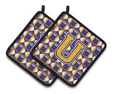 Caroline s Treasures Buchstabe U Fußball Violett & Gold Paar Topflappen cj1064-upthd, 7.5hx7.5 W, multicolor