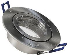Einbaurahmen McShine (Edelstahl gebürstet, 83mm-Ø, Feuchtraum) | als Deckenleuchte verwendbar in Kombination mit Leuchtmitteln wie z. B. MR16, GU10 und LED-Modulen | IP44, spritzwassergeschützt: für z. B. Unterstände, Bäder und Küchen