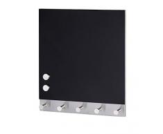 Wenko 50405100 Hakenleiste Black - 5 Haken, magnetisch, Gehärtetes Glas, 34 x 30 cm, schwarz