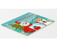 Caroline s Treasures bb1845cmt Schneemann mit Shiba Inu Küche oder Badteppich, 20 durch 76,2 cm Multicolor