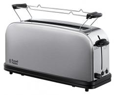 Russell Hobbs Toaster Langschlitz Adventure, extra breite 1 Langschllitzkammer, inkl. Brötchenaufsatz, 6 einstellbare Bräunungsstufen + Auftaufunktion, 1000W, 21396-56, Edelstahl