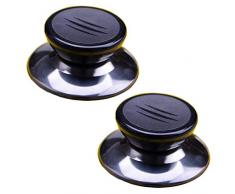 Universal-Ersatz-Knopf für Topfdeckel, 6,9 cm, Edelstahl, Schwarz + Silberfarben, 2 Sets