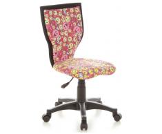 hjh OFFICE 670065 Kinder-Schreibtischstuhl KIDDY LUX Stoff-Bezug Pink/Gelb Smileys Drehstuhl Ergonomisch