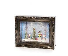 Konstsmide LED Schneelaterne Bilderrahmen Schneemänner braun