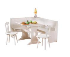 Inter Link Alpine Living Eckbank Gruppe Tisch Stühle Kücheneckbank Sitzbank Esszimmer Kiefer Massivholz Weiss lackiert