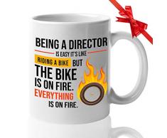 Kaffeebecher mit AufschriftBeing A Director Is Easy Its Like Riding A Bike, 325 ml
