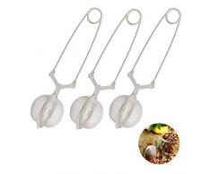 Relaxdays Teezange, 3er Set, Teesieb für losen Tee, Edelstahl, Kugelform, Tassen & Gläser, engmaschig, Ø 4 cm, silber