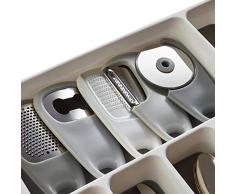 PortoFino 5tlg. Küchenhelfer Set - Platzsparende Kochwerkzeuge/Lebensmittelzubehör - Käse/Schokolade Reibe Knoblauch/Ingwer Grinder Pizzaschneider Flaschenöffner Obst-Gemüseschäler Grau/Weiß