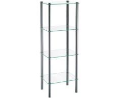 Kela 18051, Regal, 4 Etagen, Metall/Sicherheitsglas, 40 x 30x 106 cm, Lars, Verchromt