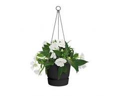 elho greenville Hanging Basket 24 – Hängender Blumentopf in Living Black mit Wasserreservoir für den Outdoor-Bereich – Runder, frostbeständiger Topf – Ø 23,9 x H 20,3 cm