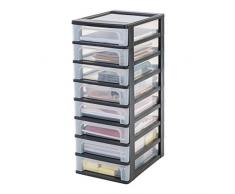 IRIS, Schubladencontainer / Schubladenschrank Organizer Chest, OCH-2080, Kunststoff, schwarz / transparent, 35,5 x 26 x 65,5 cm