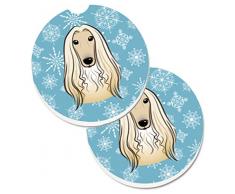Caroline s Treasures Schneeflocke afghanischen Windhund Set von 2 Tasse Halterung Auto Untersetzer bb1678carc, 2,56, multicolor