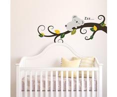Walplus 58 x 55 cm Wandsticker Sleeping Koala und Ast abnehmbarer selbstklebend Wandbild Kunst Abziehbilder Vinyl Home Dekoration DIY Living Schlafzimmer Décor Tapete Kinder Zimmer Geschenk, mehrfarbig
