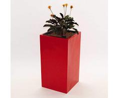Pflanzkübel Blumenkübel Blumentopf Fiberglas Säule LxBxH 38x38x80cm hochglanz rot