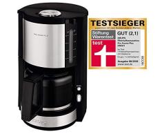 Krups KM321 Proaroma Plus Glas-Kaffeemaschine, 10 Tassen, 1100 W, modernes Design, schwarz mit Edelstahlapplikationen