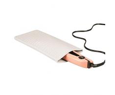 mDesign Reiseetui für Lockenstab oder Glätteisen – praktische Ablage für heiße Geräte im Badezimmer – schützende Auflage aus Silikon für das Waschbecken – creme