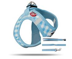 Curli Vest Geschirr Air-Mesh + Basic Leine, Skyblue-Caro