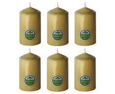 Dehner Stumpenkerzen, 6 Stück, Ø 6.7 cm, Höhe 13 cm, gelb