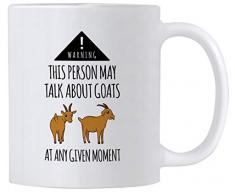 Casitika Ziegenbauer Geschenke. Tasse mit Aufschrift „This Person May Talk About Goats At Any Given Moment“. Kaffeebecher, Motiv Pygmy Goat, 325 ml Geschenkidee für Bauern und Ziegenliebhaber.