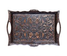 Alisveristime Quadratisches Tablett für Kaffee, Tee, Getränke, Serviertablett (Kupfer)