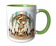 3dRose 108087_7 Mug Becher keramik grün/weiß