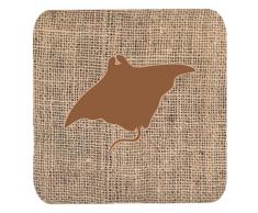 Caroline s Treasures bb1014-bl-bn-fc Manta Ray Jute und braun Schaumstoff Untersetzer (4 Stück), 8,9 cm H x 8,9 cm W, multicolor