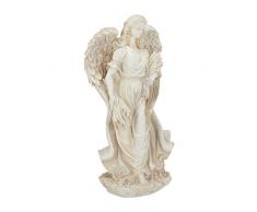 Relaxdays, Creme-weiß Grabengel, stehende Engelfigur, wetterfest, frostsicher, Grabschmuck, Schutzengel, Kunststein