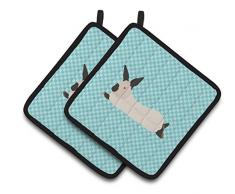 Carolines Treasures BB8098PTHD Common Strauß blau kariert dekorierter Topflappen, 19,1 x 19,1 cm, mehrfarbig Kaninchen - Kalifornier 7.5HX7.5W blau