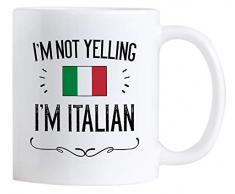 Casitika Lustige italienische Pride Kaffeetasse. Keramik-Tasse mit italienischer Flagge, 325 ml. Im Not Yelling Im Italian