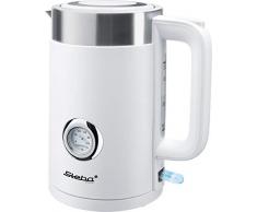 Steba Wasserkocher WK 10 Bianco | doppelwandiges Gehäuse (innen Edelstahl, außen Kunststoff) mit Thermofunktion | 1,7 Liter Fassungsvermögen | Temperaturanzeige bis 100 °C | leichte Deckelöffnung