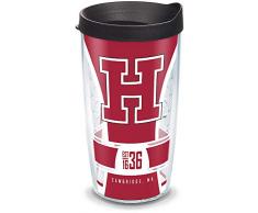 Tervis 1324951 Harvard Crimson Spirit Isolierbecher mit Wickel und schwarzem Reisedeckel, 473 ml, Tritan, transparent Schwarzer Deckel 16 oz farblos
