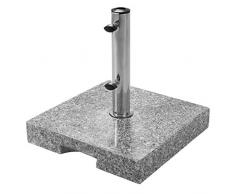 doppler Granit Sockel 25 kg – Hochwertiger Sonnenschirmständer mit Edelstahlrohr – Quadratisch – 45x45x5,5cm